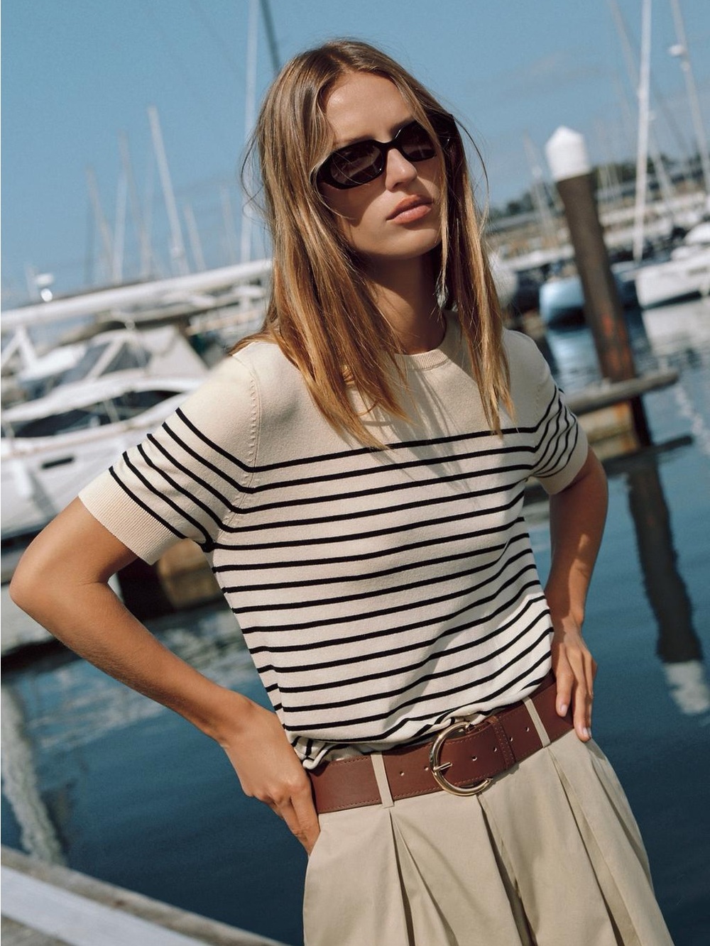 ZARA BNWT STRIPED SHORT SLEEVE KNIT JUMPER. STRIPED 3433/013/104